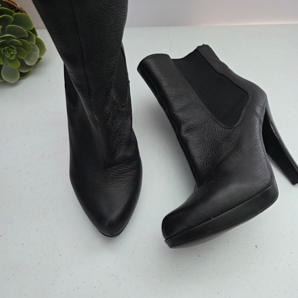 Michael Kors Ankle Boots Women 9M Black Good Leather Stiletto Chelsea Platform